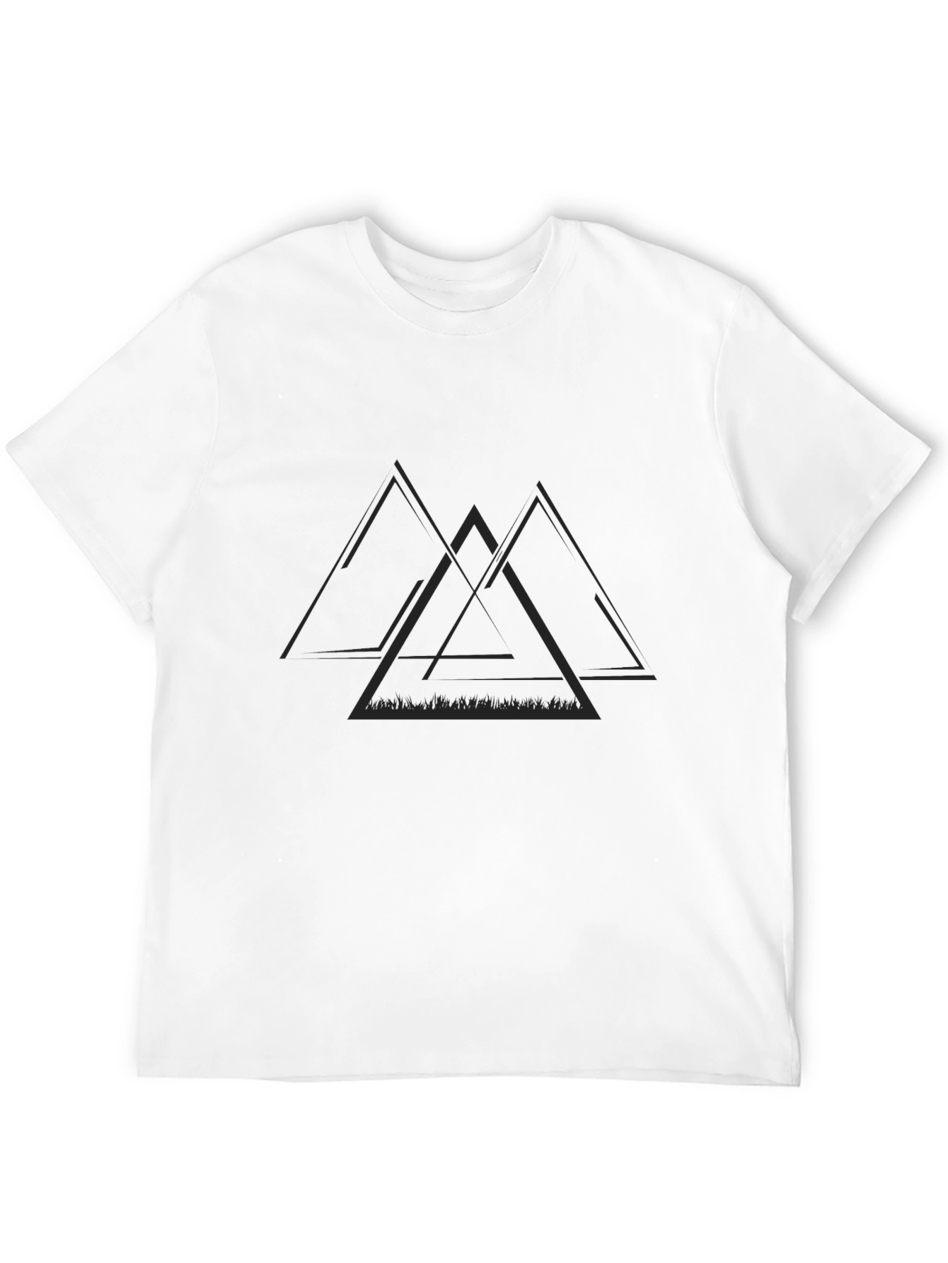 Mens Black T-Shirt with Geometric Triangle Design
