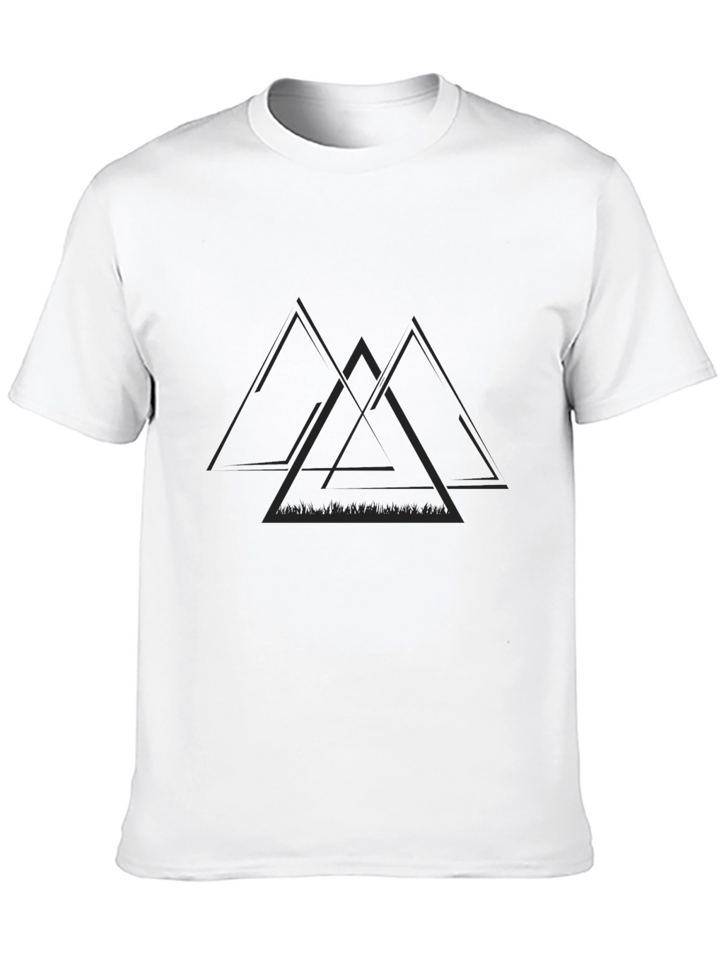 Mens Black T-Shirt with Geometric Triangle Design