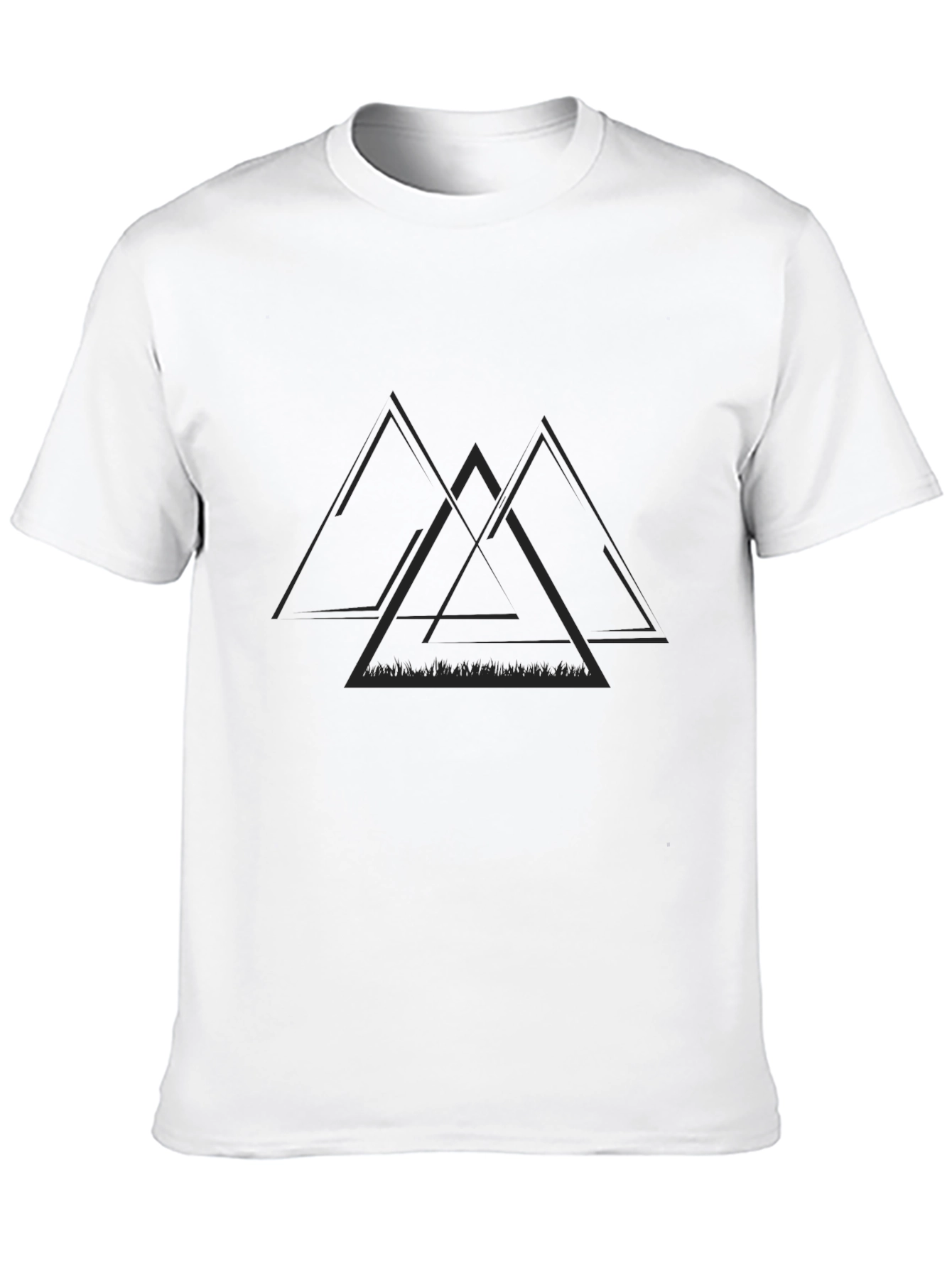 Mens Black T-Shirt with Geometric Triangle Design