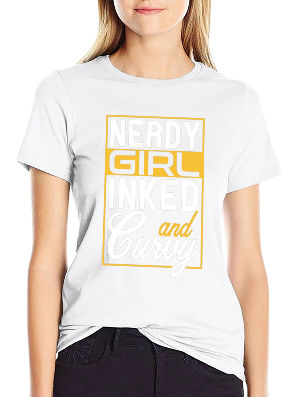 Nerdy Girl Inked and Curvy Graphic Tee - Black