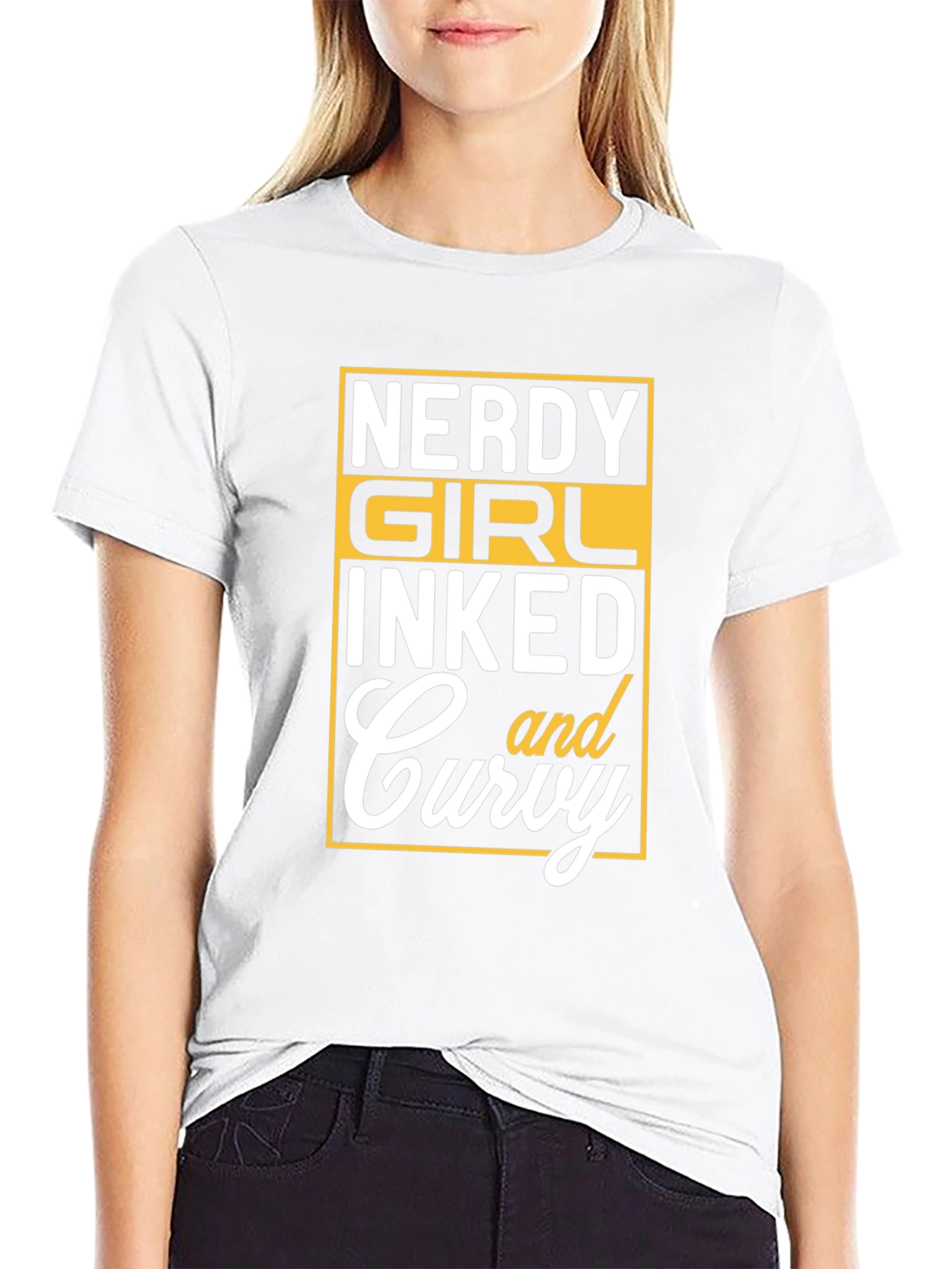 Nerdy Girl Inked and Curvy Graphic Tee - Black