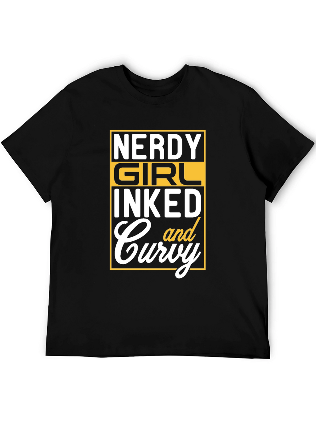 Nerdy Girl Inked and Curvy Graphic Tee - Black