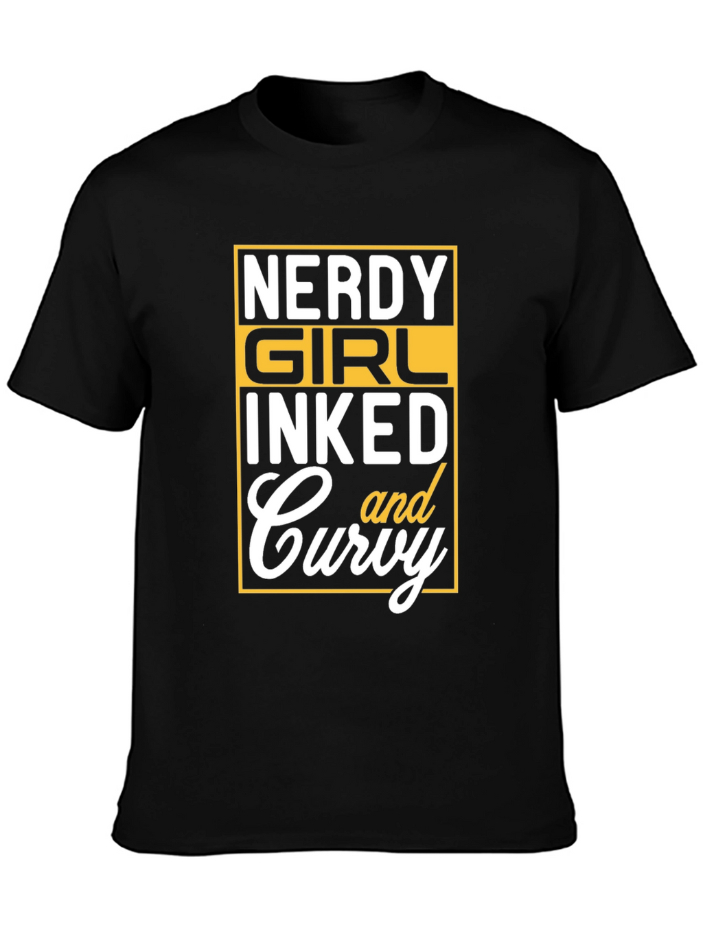 Nerdy Girl Inked and Curvy Graphic Tee - Black