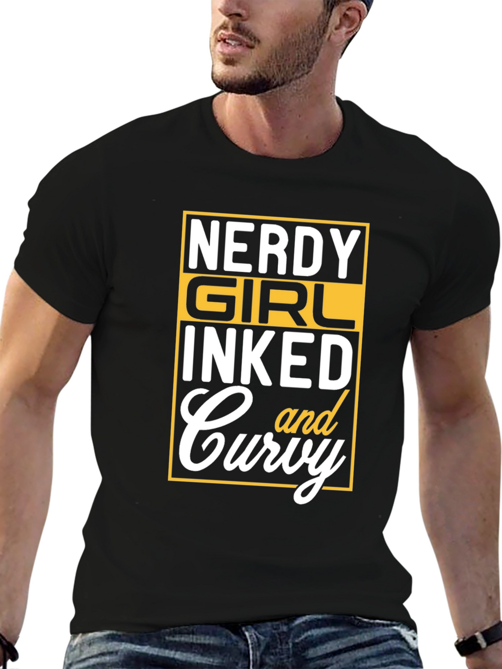 Nerdy Girl Inked and Curvy Graphic Tee - Black