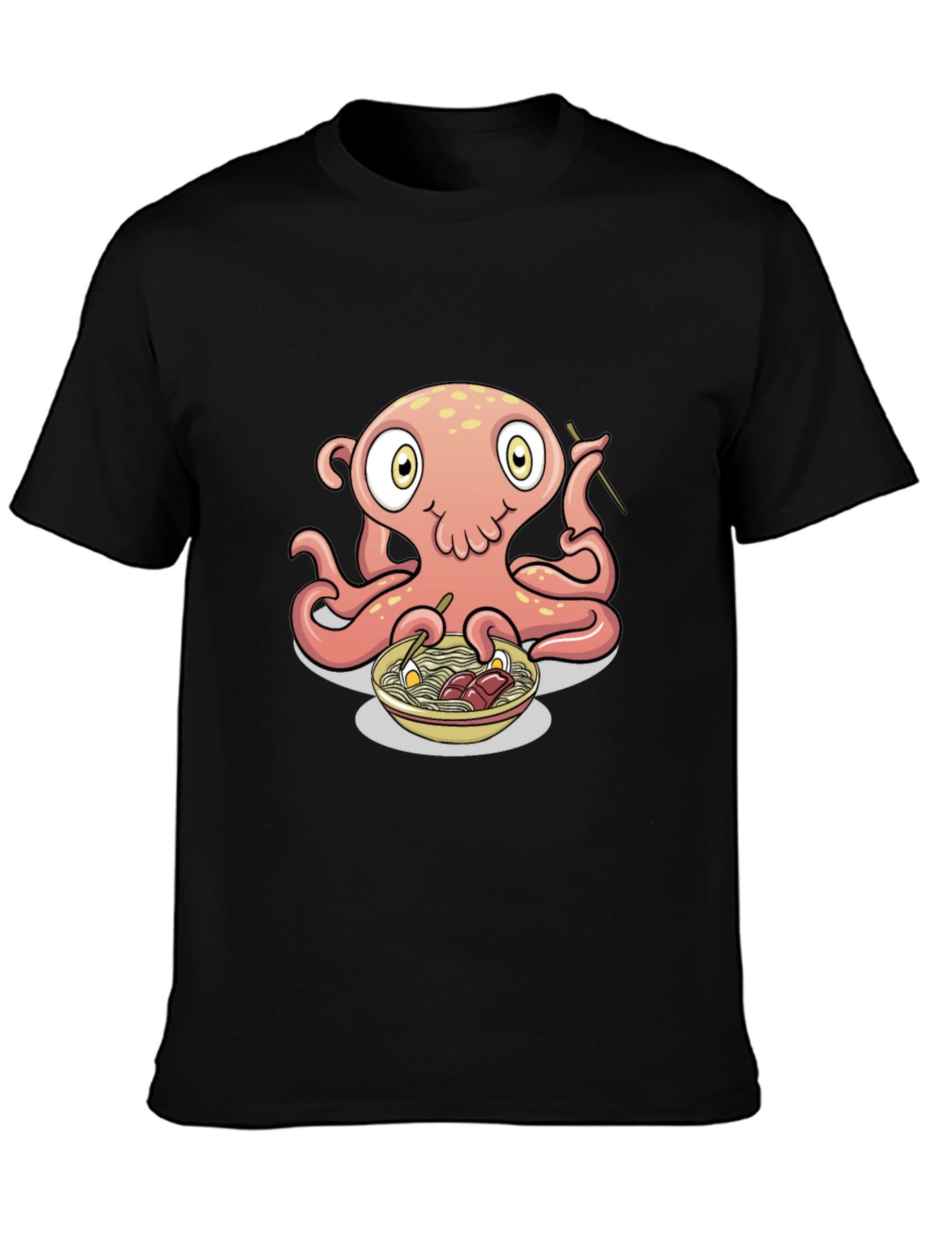 Octopus Ramen Graphic Tee - Black Cotton T-Shirt
