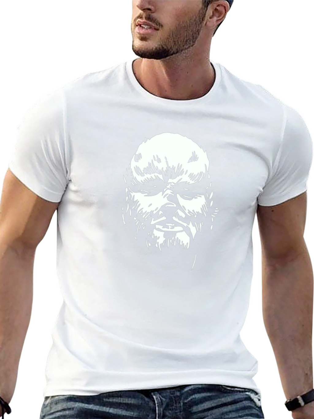 Black Graphic Tee - Grotesque Face Design