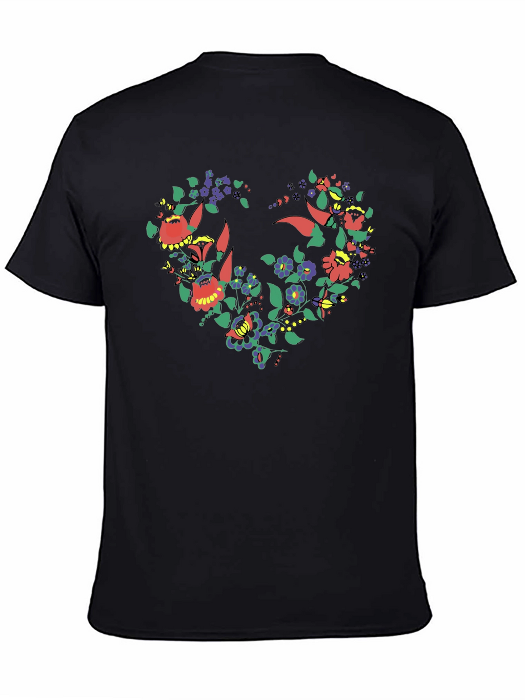 Floral Heart Graphic Tee - Stylish Black T-Shirt