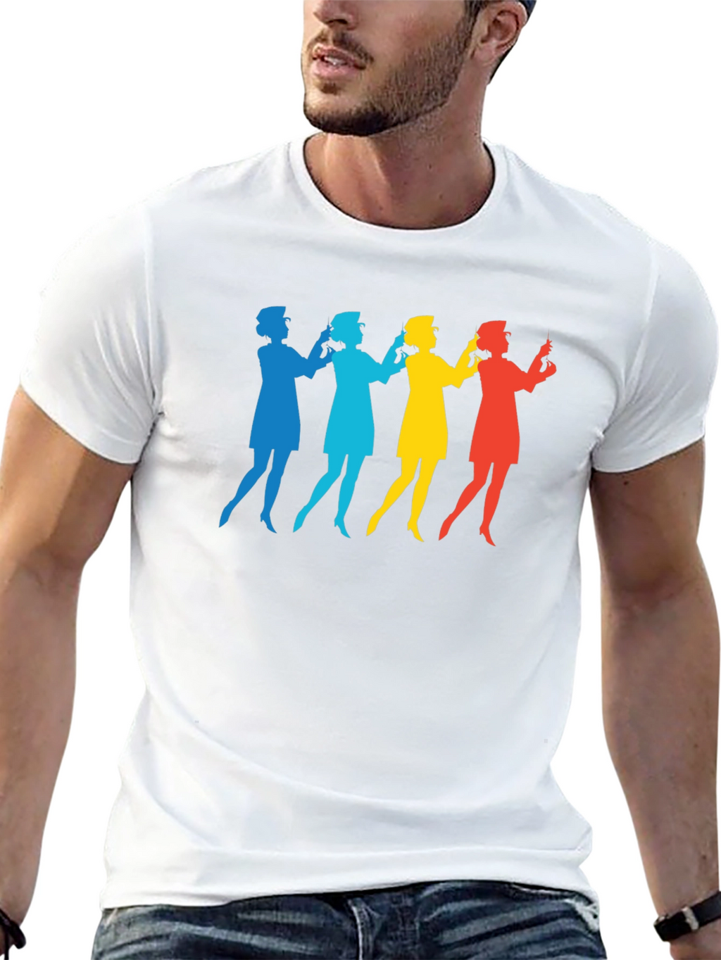 Retro Nurse Silhouette Graphic T-Shirt