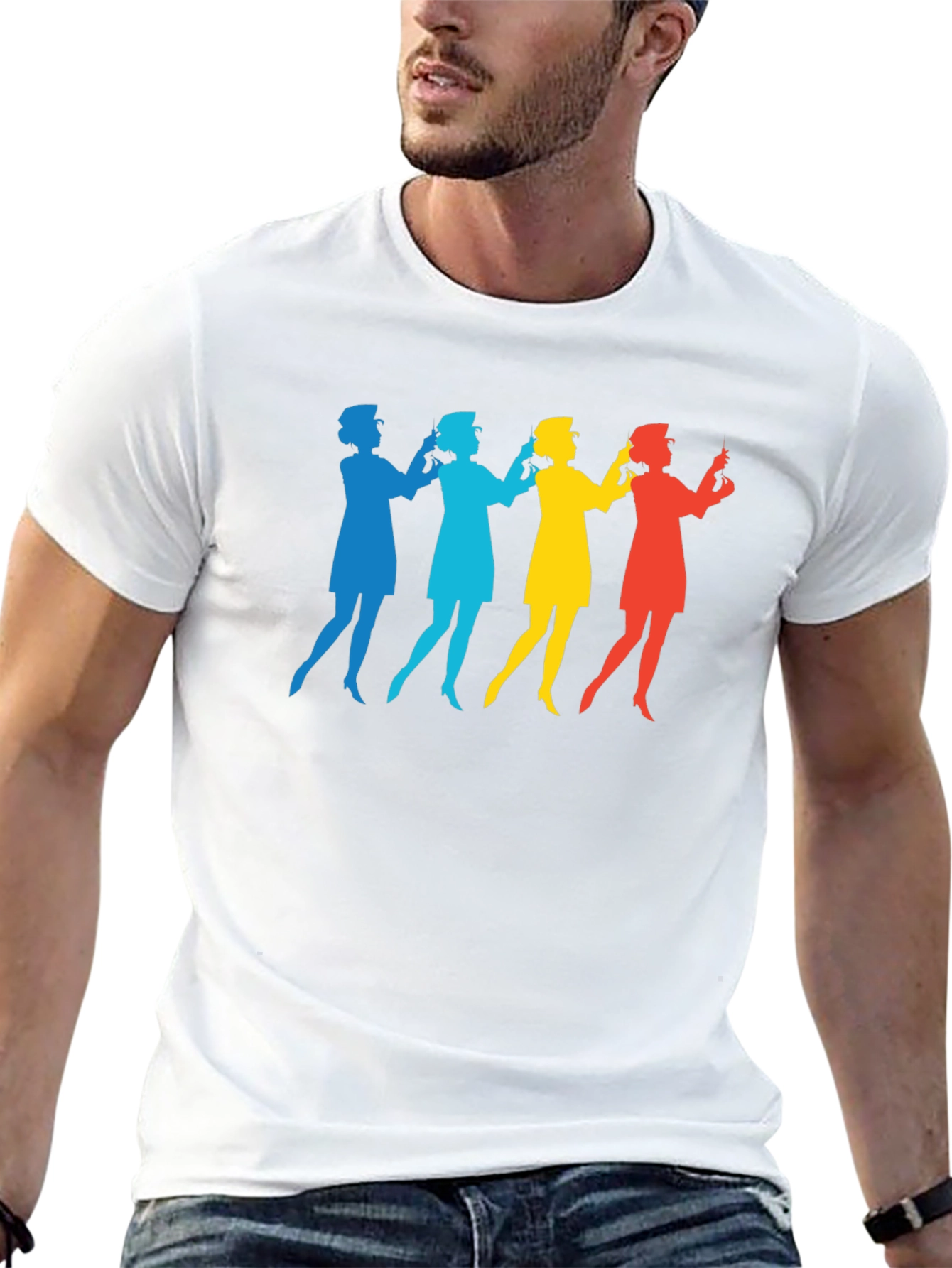 Retro Nurse Silhouette Graphic T-Shirt