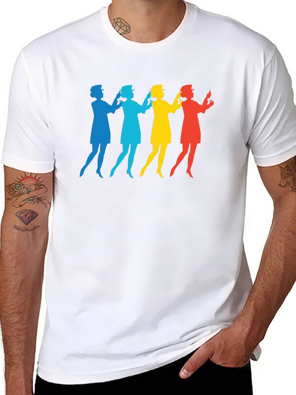 Retro Nurse Silhouette Graphic T-Shirt
