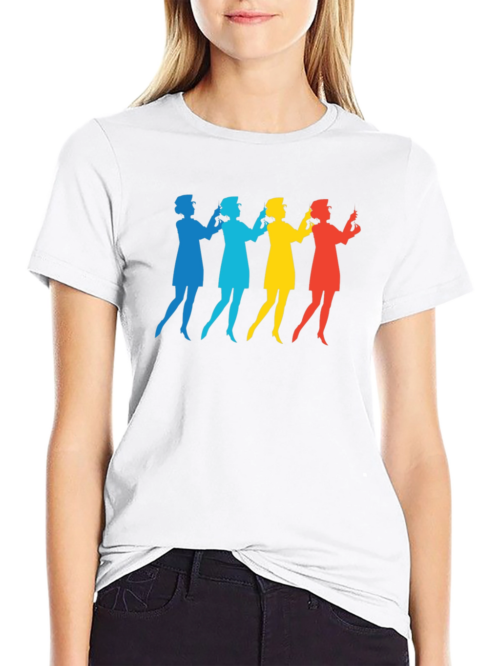 Retro Nurse Silhouette Graphic T-Shirt