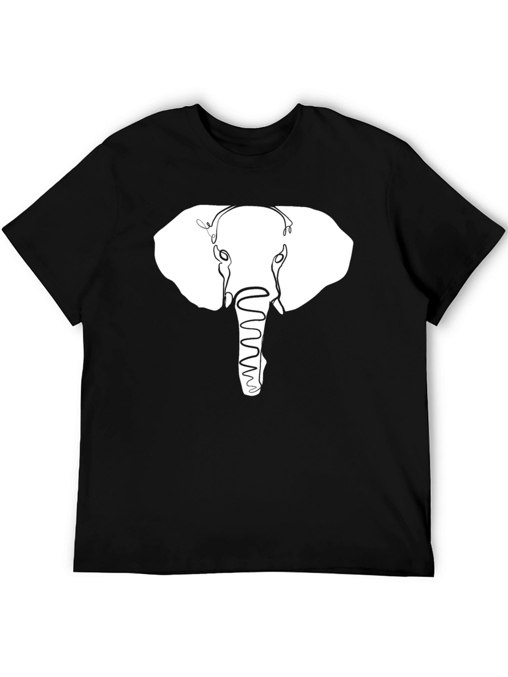Elephant Outline Graphic Print Black T-Shirt