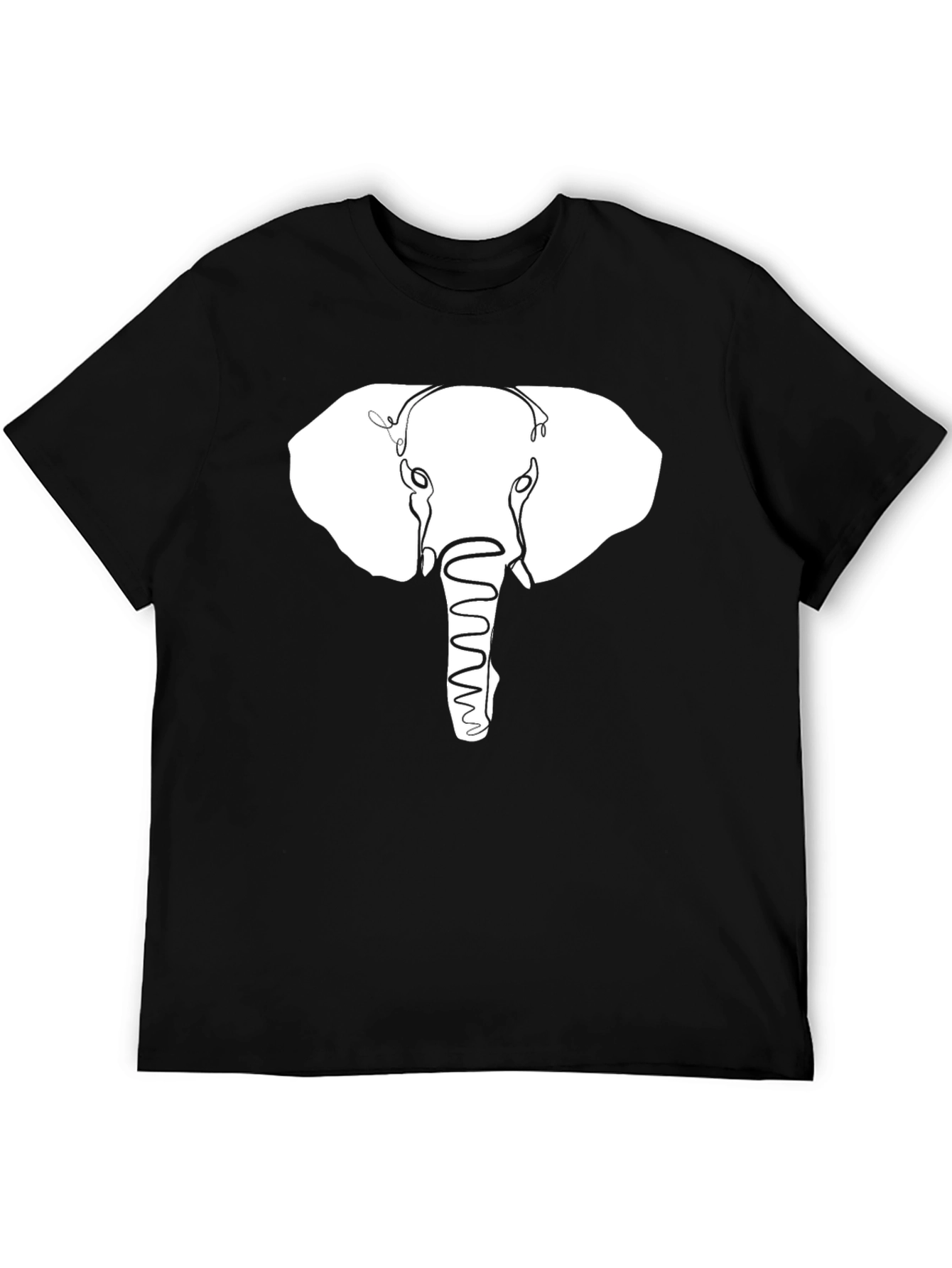 Elephant Outline Graphic Print Black T-Shirt
