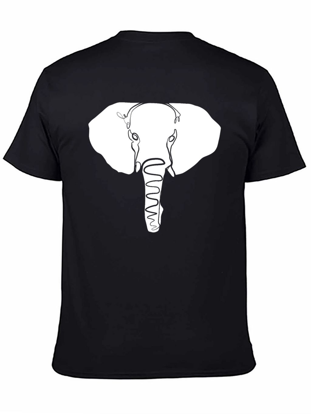Elephant Outline Graphic Print Black T-Shirt