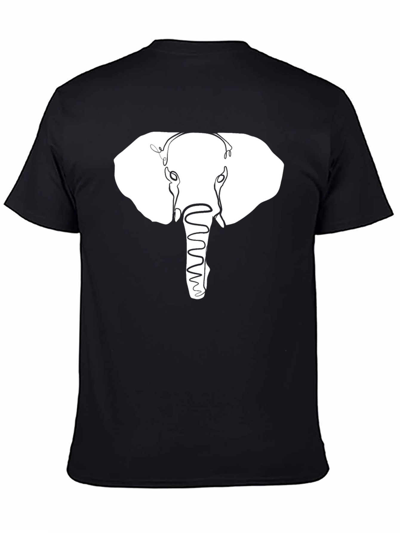 Elephant Outline Graphic Print Black T-Shirt