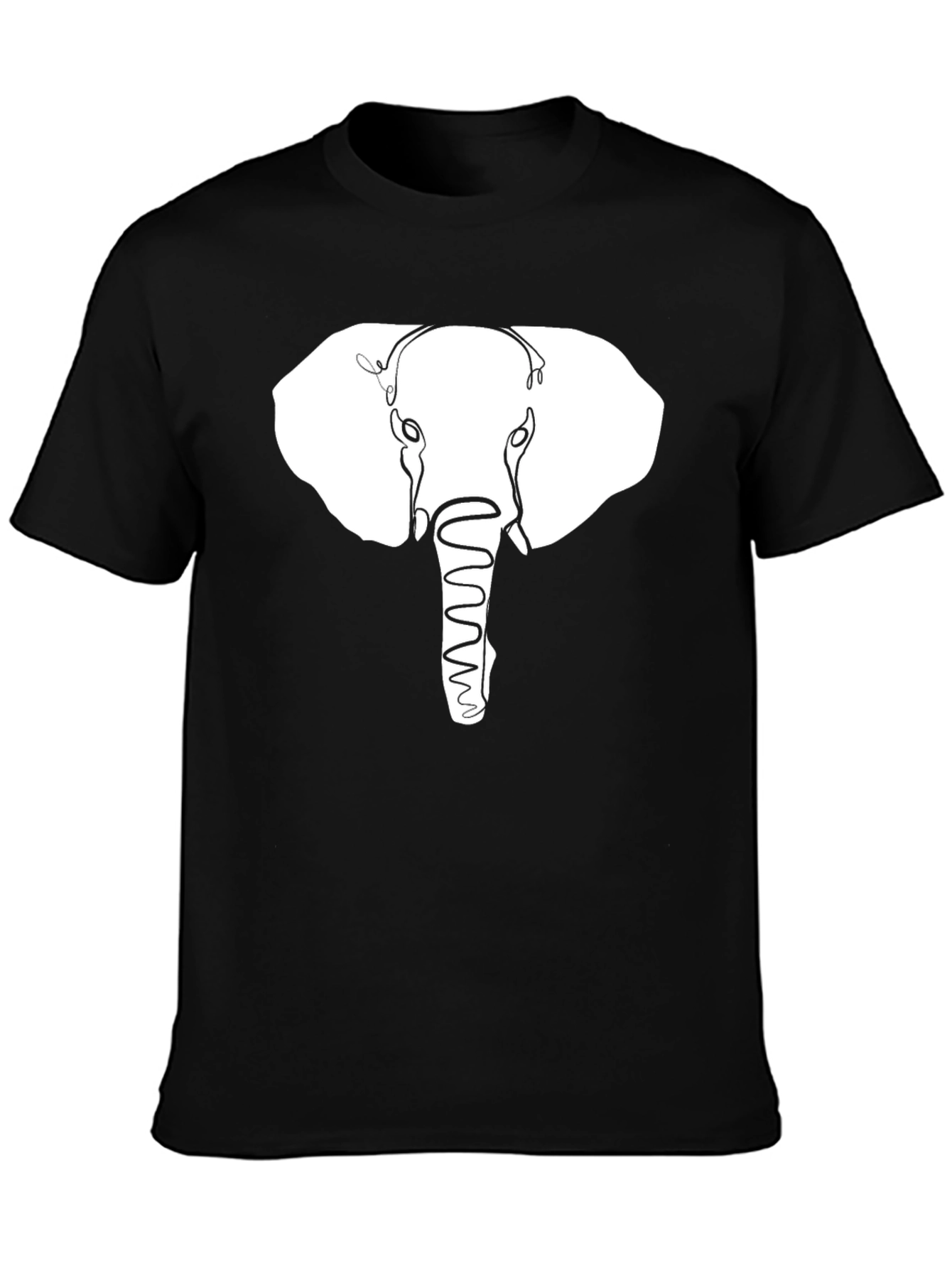Elephant Outline Graphic Print Black T-Shirt