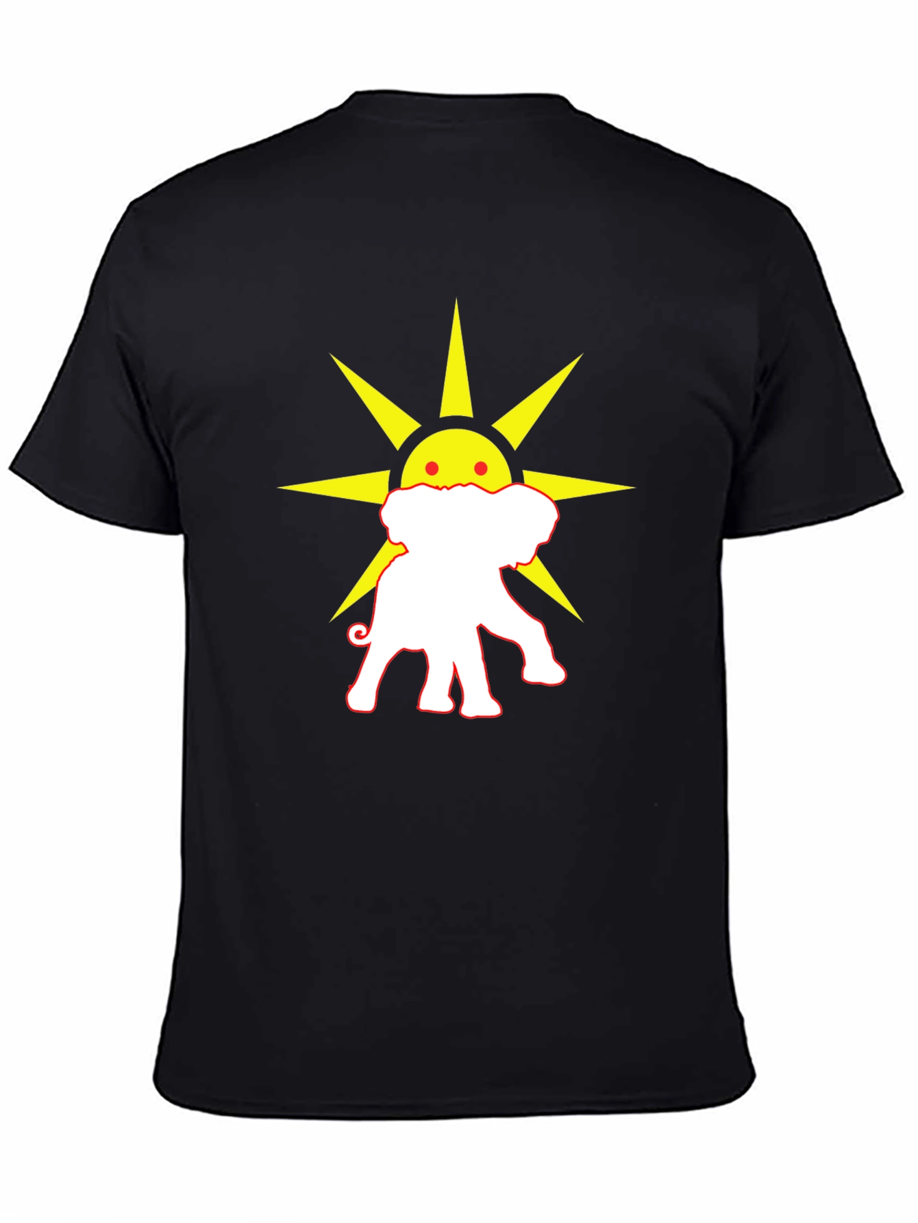 Elephant Sun Graphic Tee - Black Cotton T-Shirt