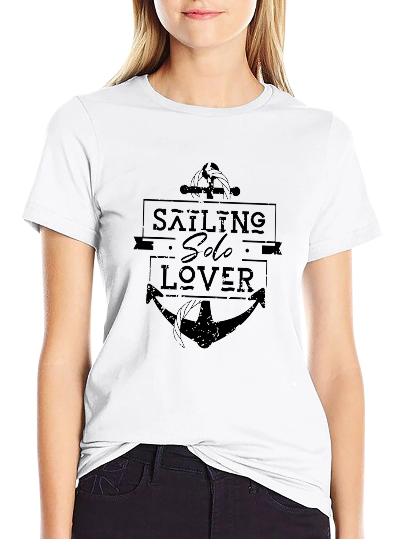 Sailing Solo Lover Black Graphic Tee