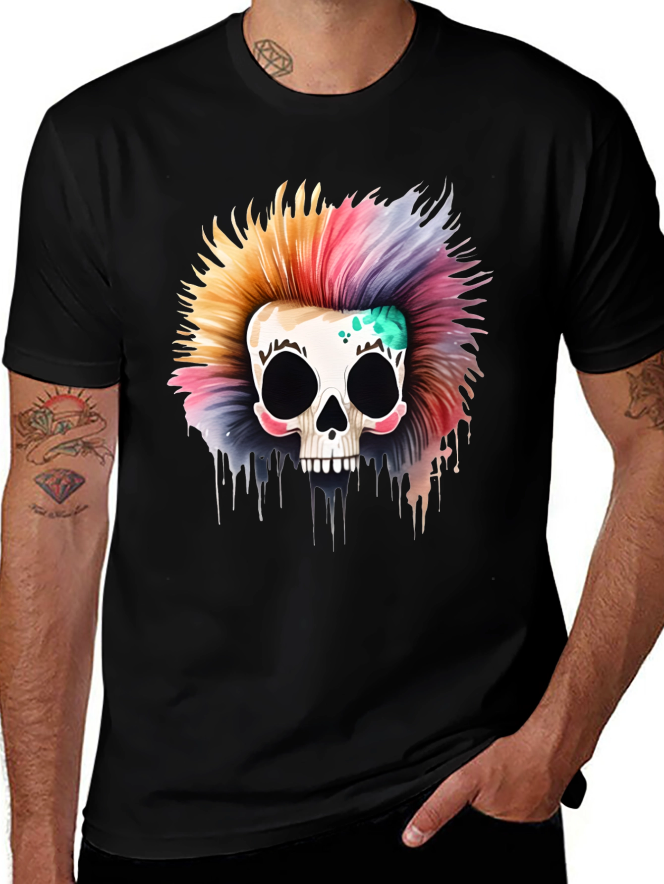 Colorful Skull Graphic Tee - Unique Design