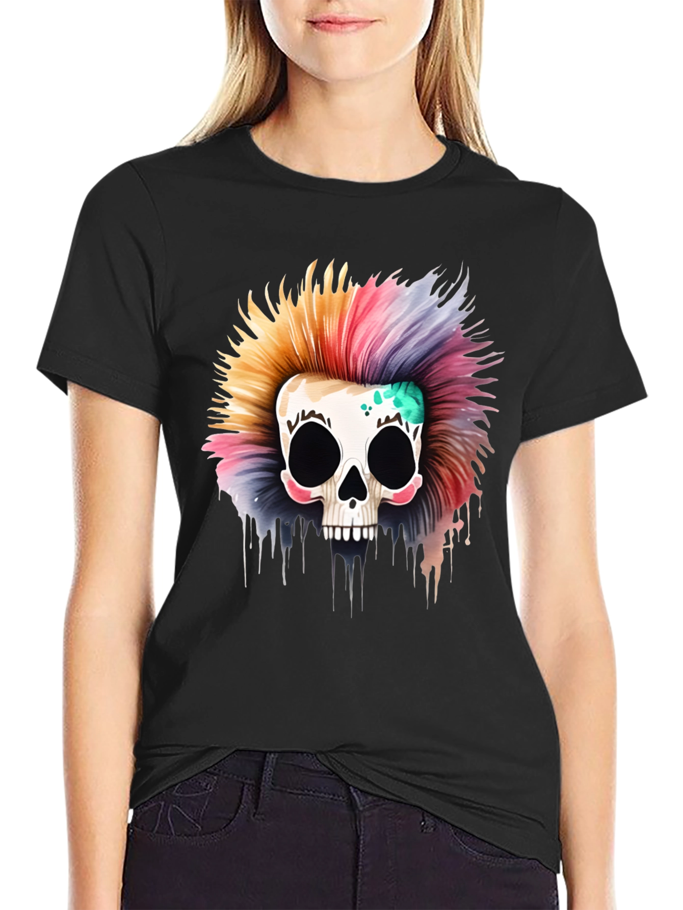 Colorful Skull Graphic Tee - Unique Design