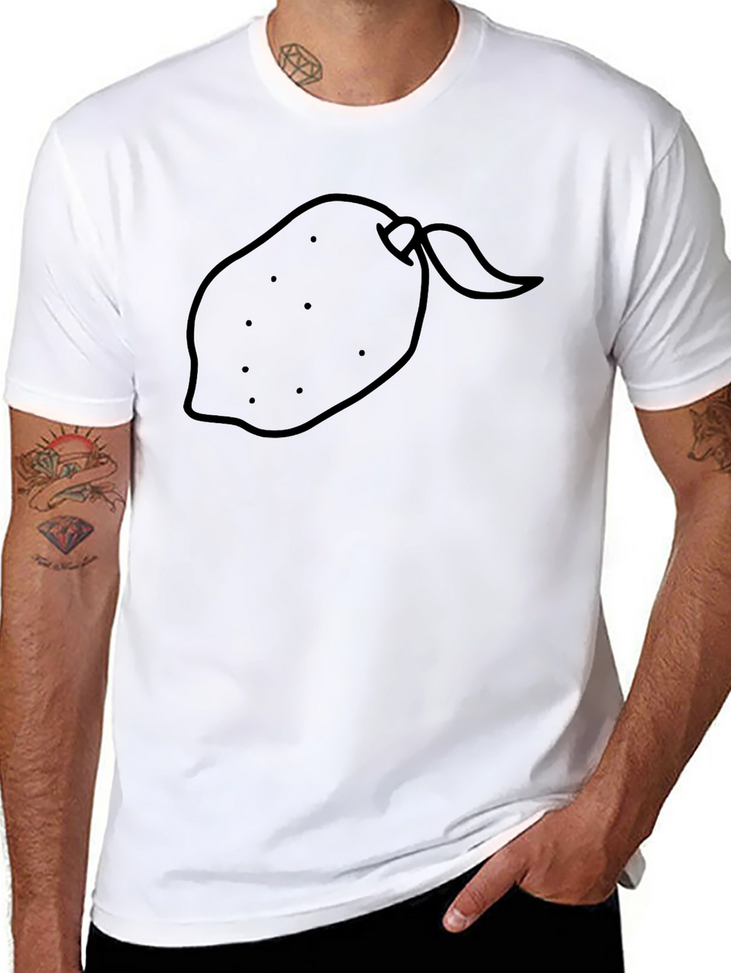 Black T-Shirt with Lemon Graphic Print