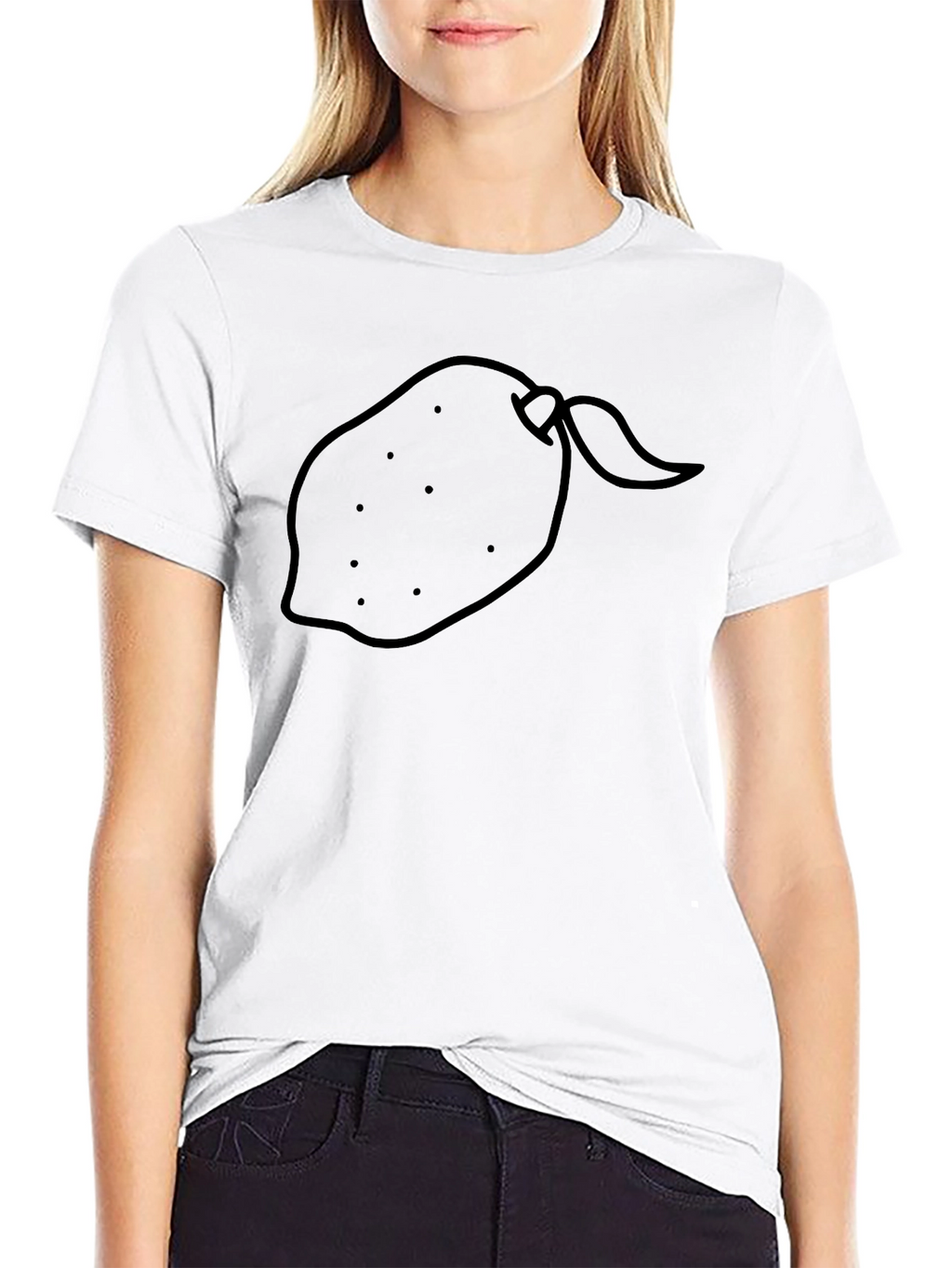 Black T-Shirt with Lemon Graphic Print