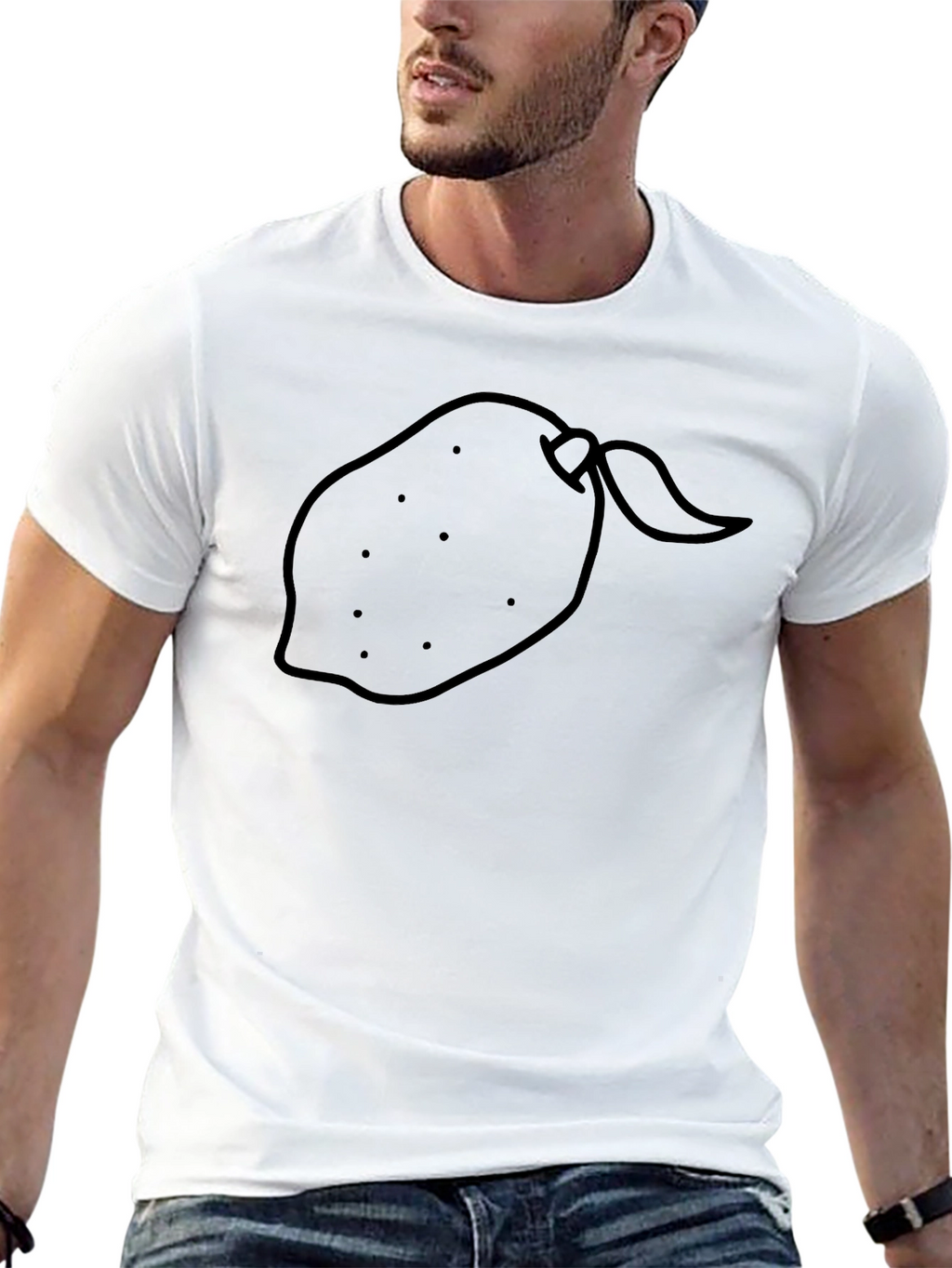 Black T-Shirt with Lemon Graphic Print
