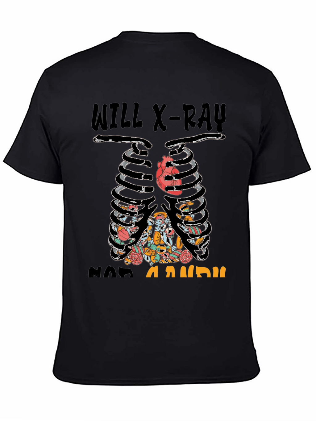 X-Ray Skeleton Candy Heart Graphic T-Shirt