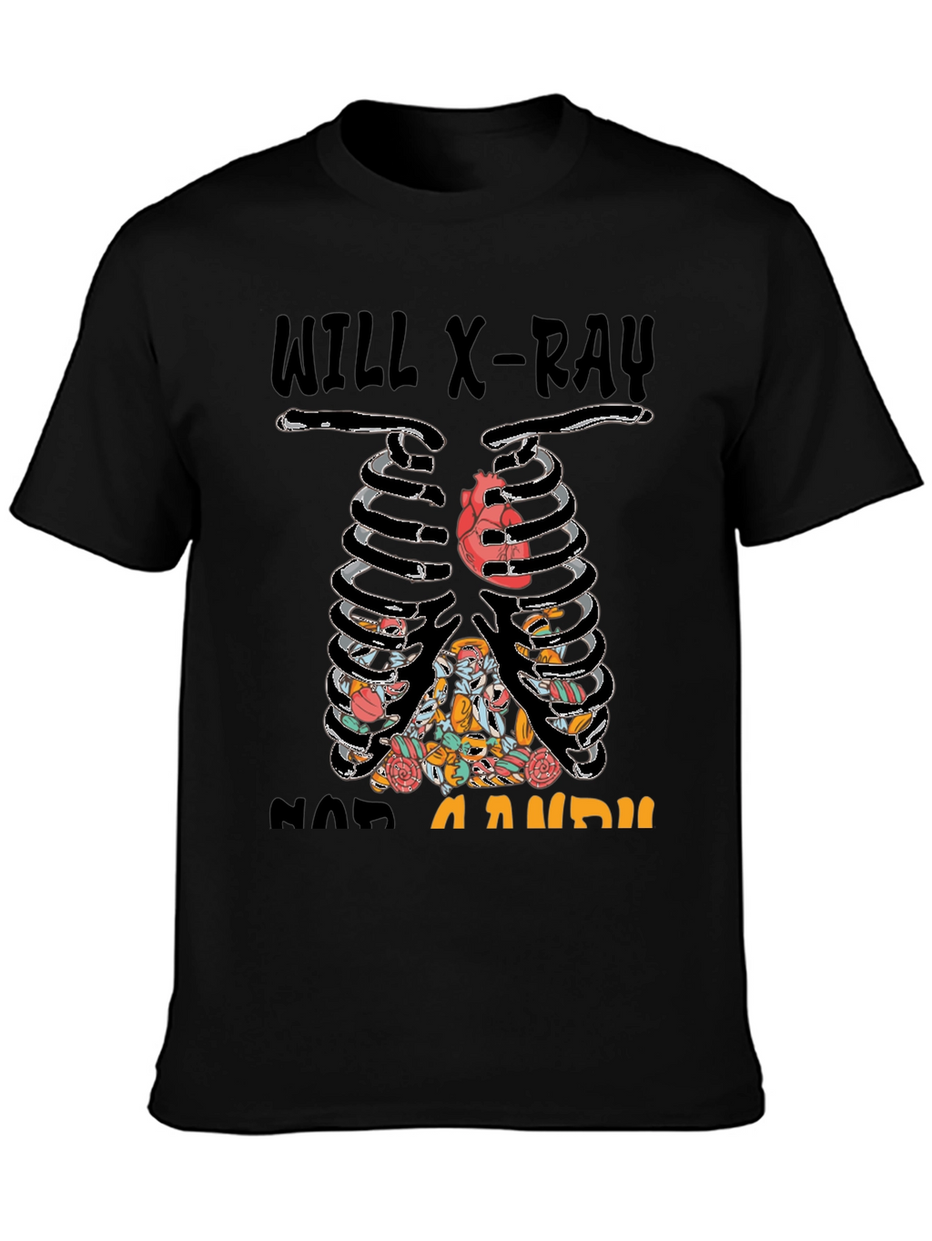 X-Ray Skeleton Candy Heart Graphic T-Shirt