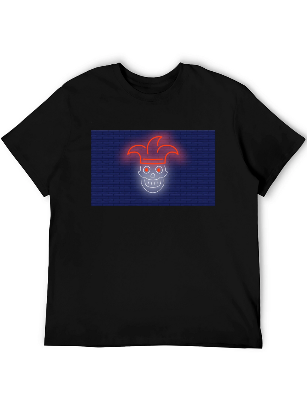 Neon Jester Skull Graphic T-Shirt