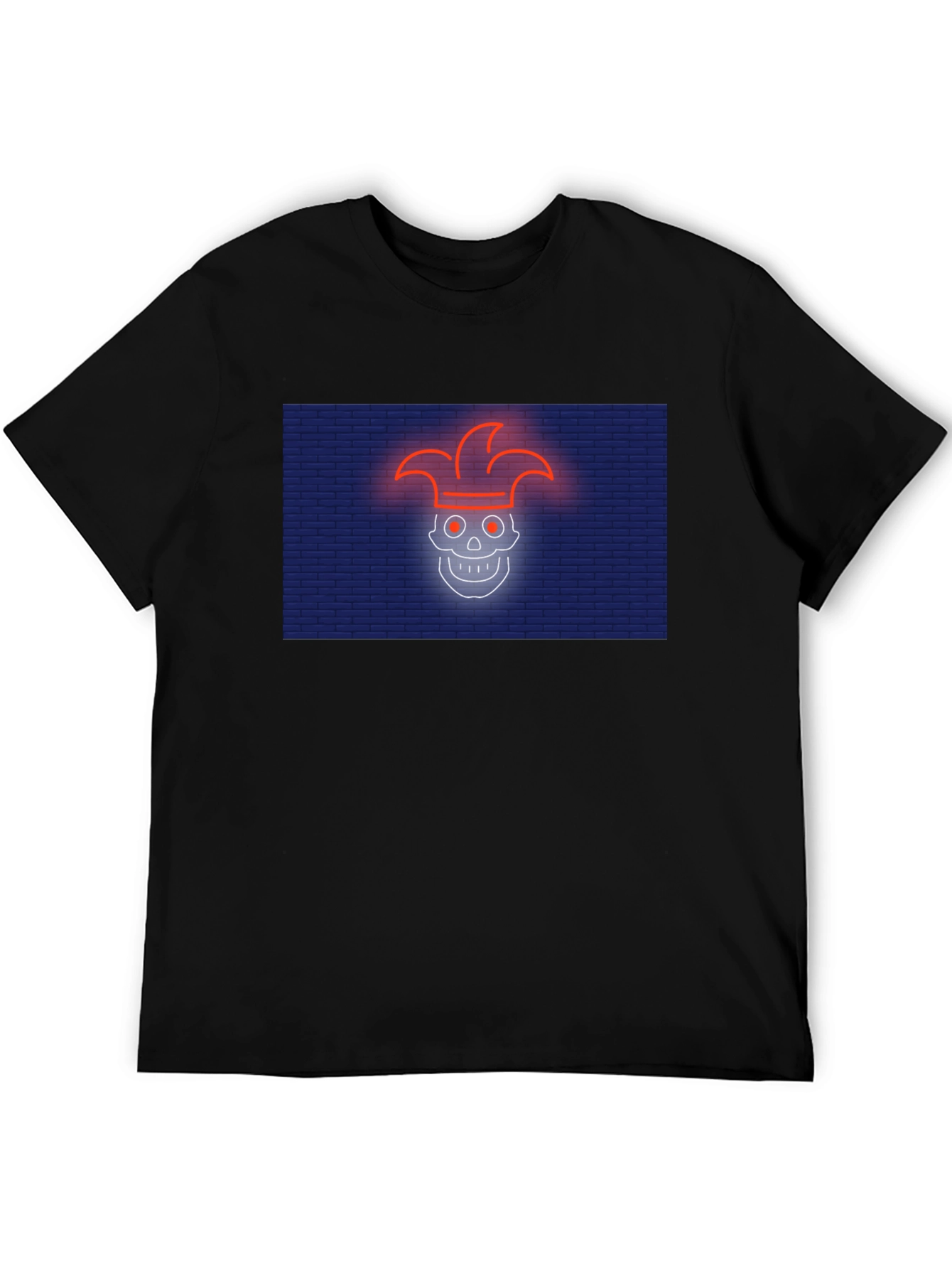 Neon Jester Skull Graphic T-Shirt