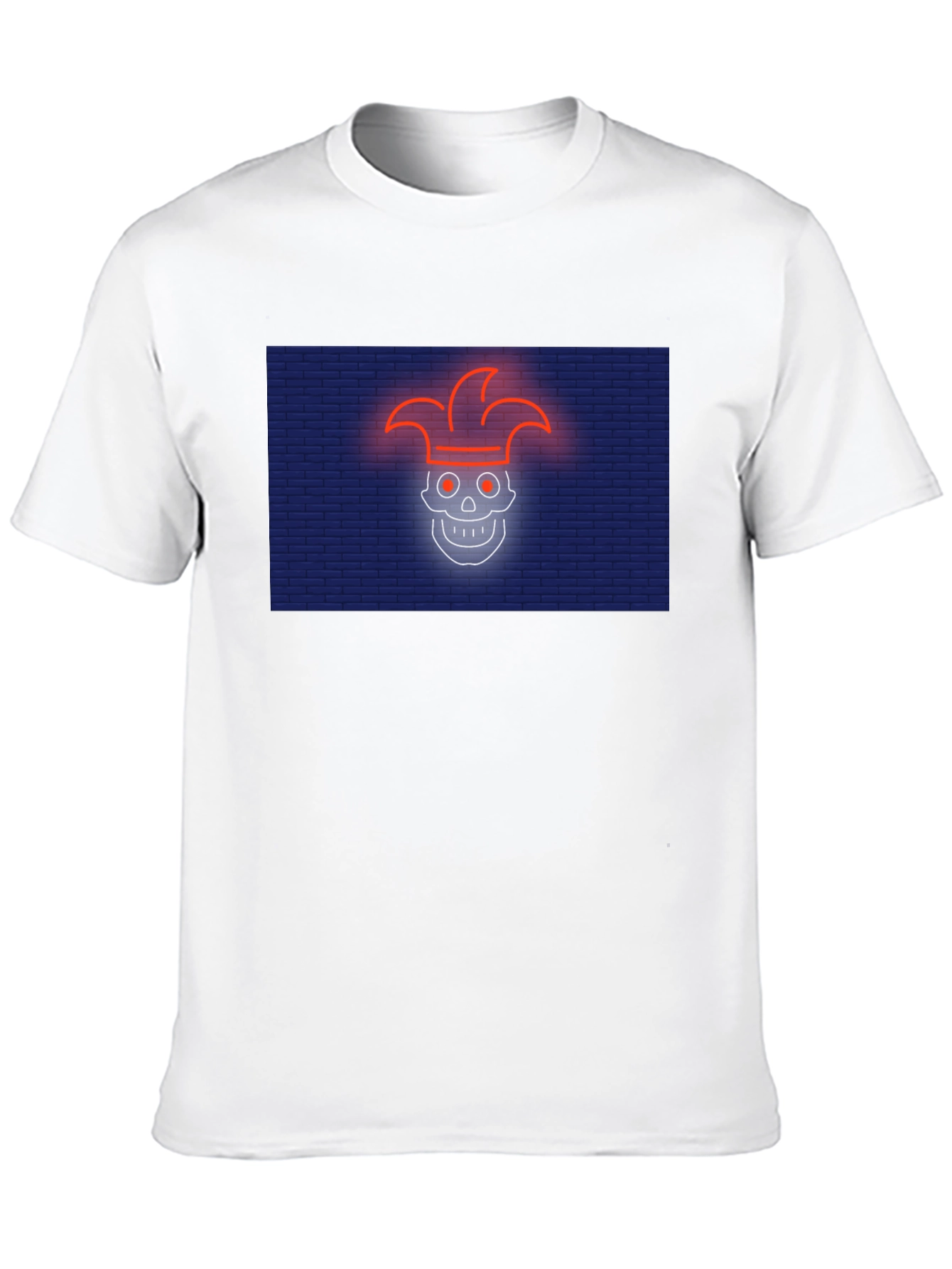 Neon Jester Skull Graphic T-Shirt