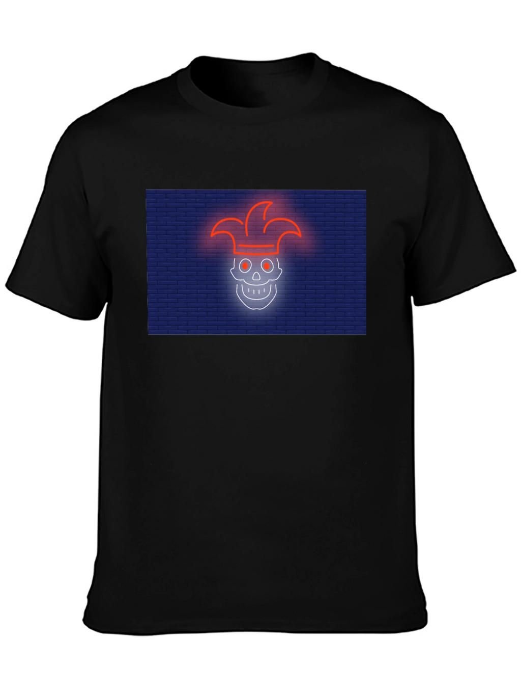 Neon Jester Skull Graphic T-Shirt