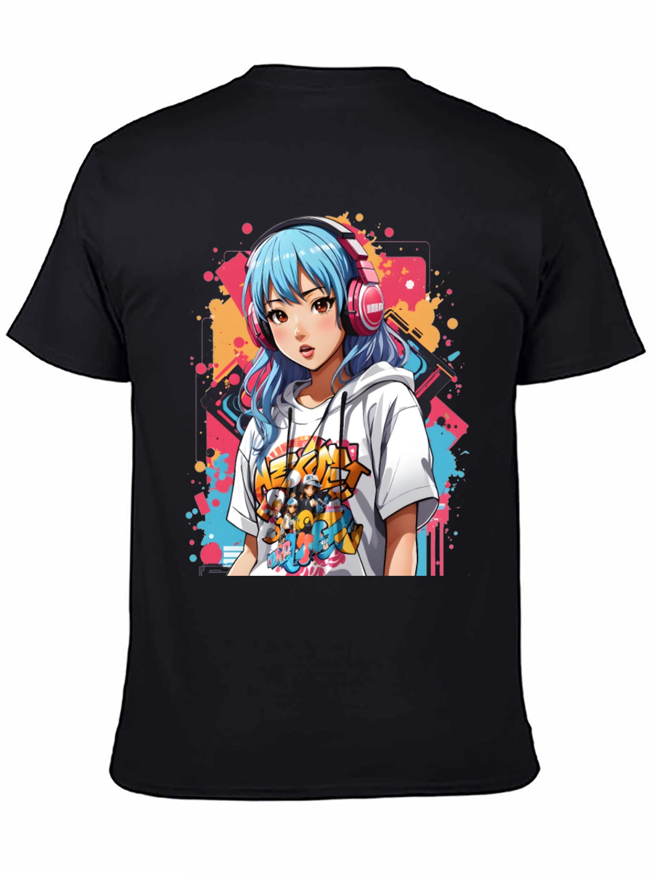Anime Girl Graphic Tee - Colorful Print