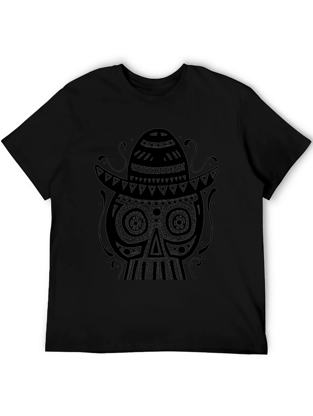 Black Skull Sombrero Graphic Tee - Mens Fashion