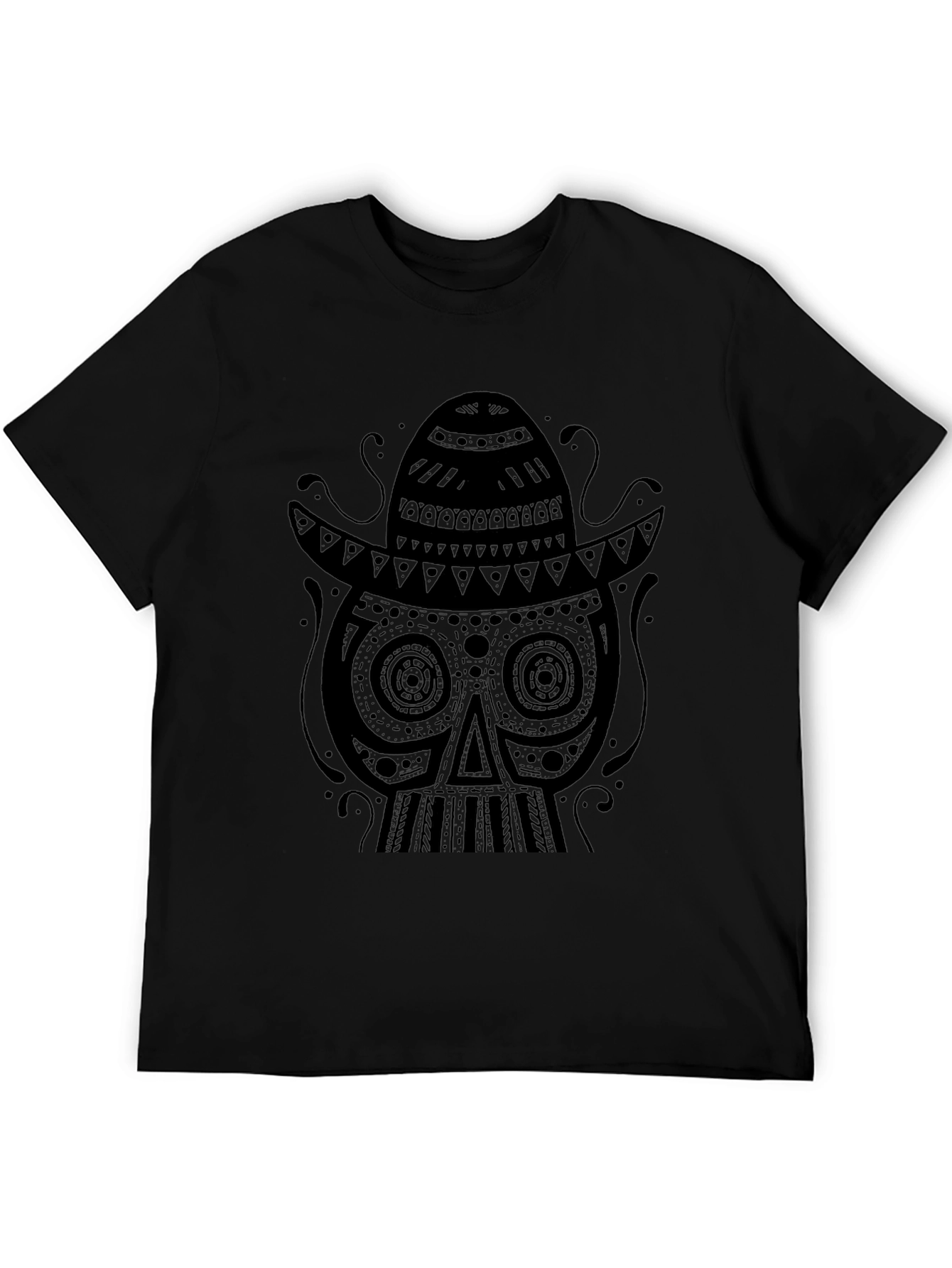 Black Skull Sombrero Graphic Tee - Mens Fashion