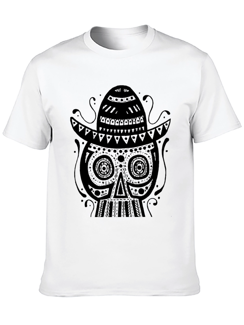 Black Skull Sombrero Graphic Tee - Mens Fashion