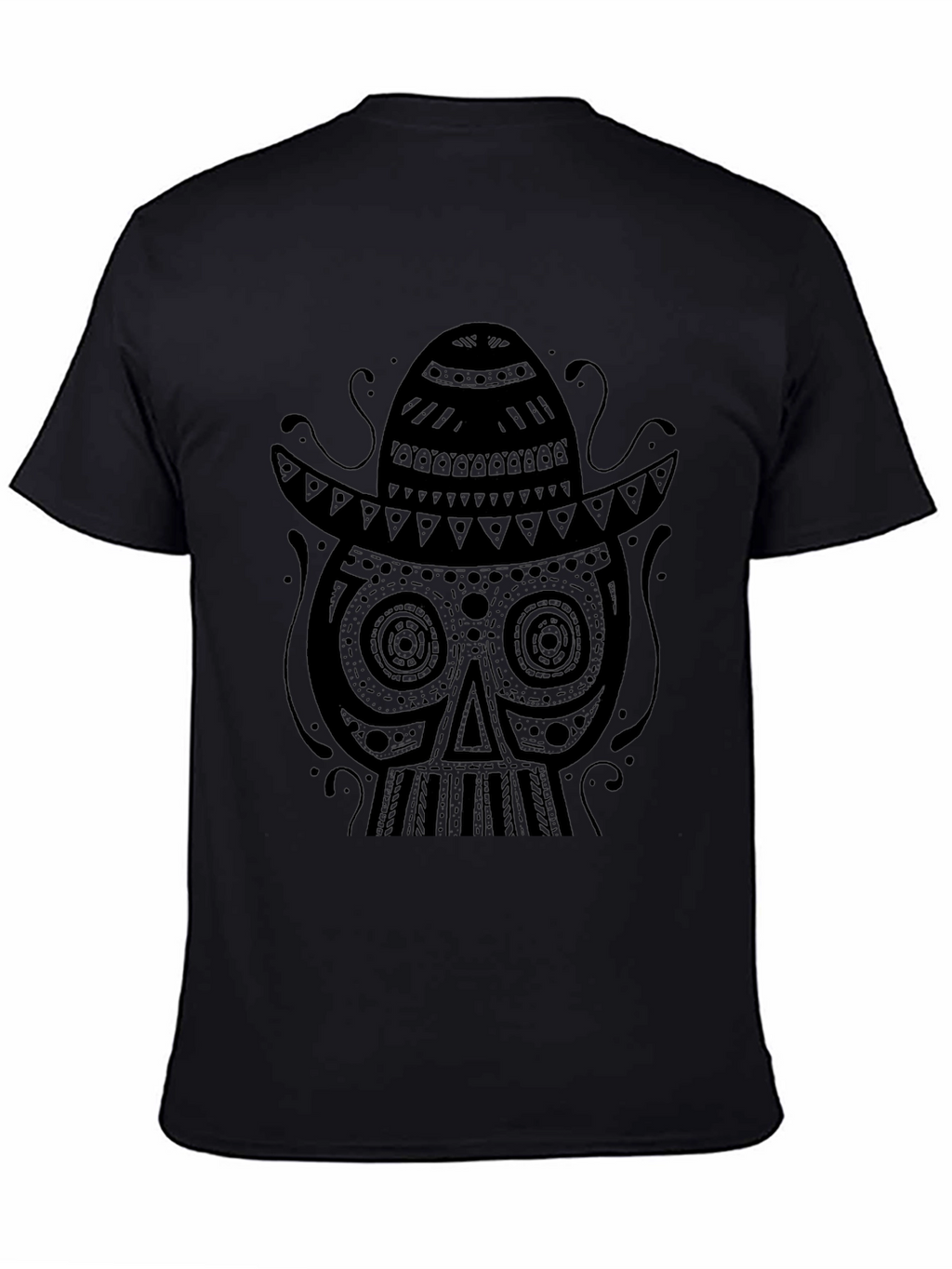 Black Skull Sombrero Graphic Tee - Mens Fashion