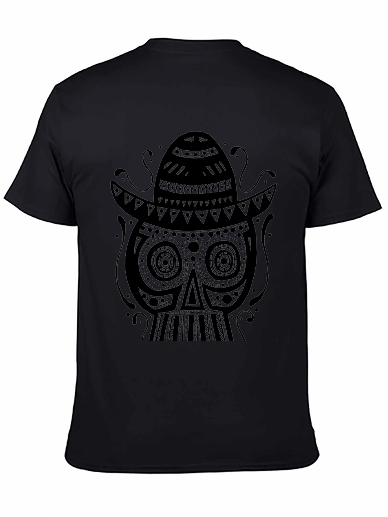 Black Skull Sombrero Graphic Tee - Mens Fashion