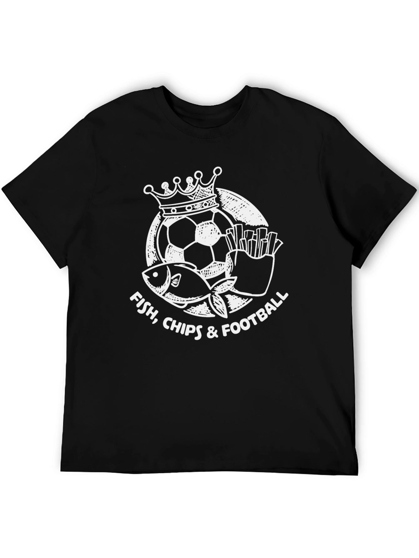 Fish Chips Football T-Shirt - Novelty Graphic Tee