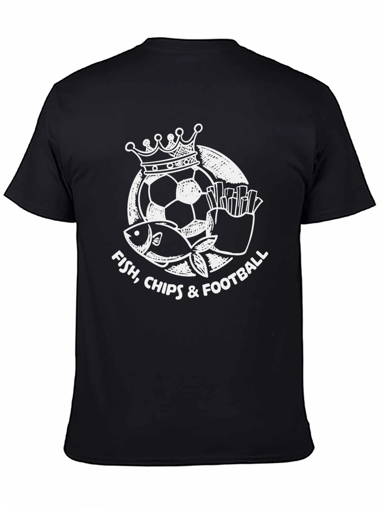 Fish Chips Football T-Shirt - Novelty Graphic Tee