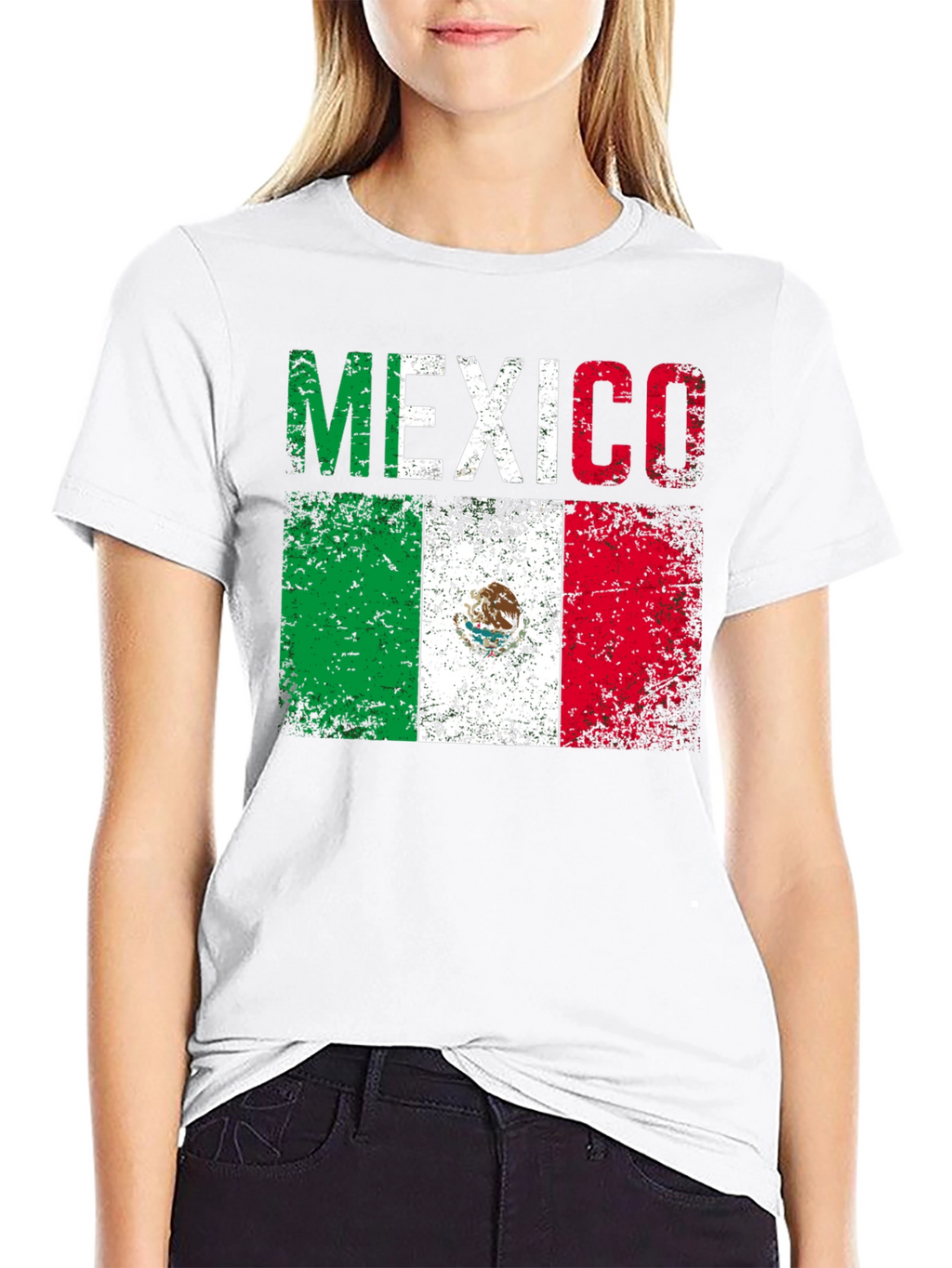 Distressed Mexico Flag Graphic T-Shirt