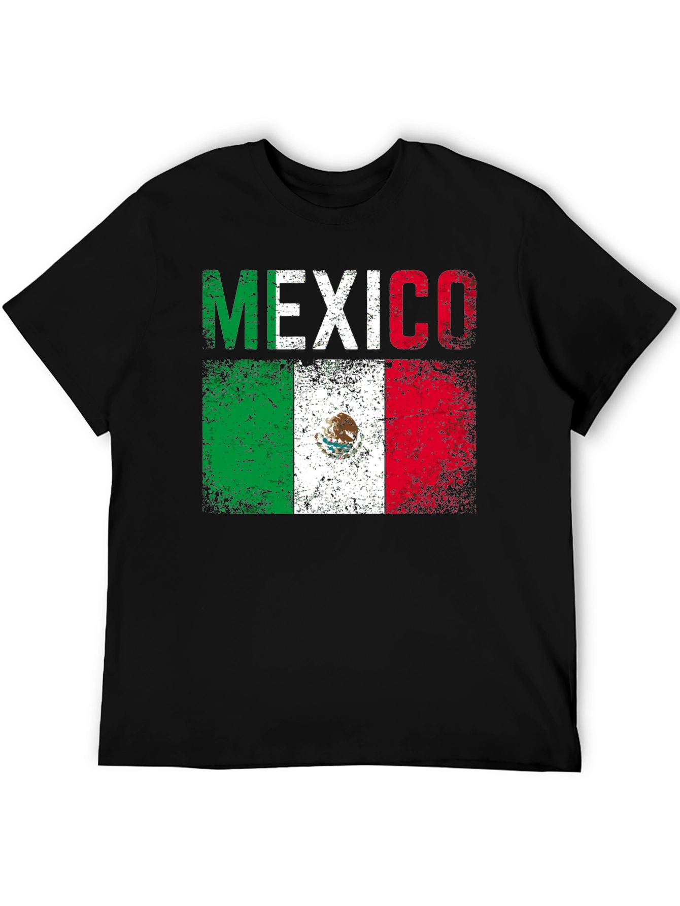 Distressed Mexico Flag Graphic T-Shirt