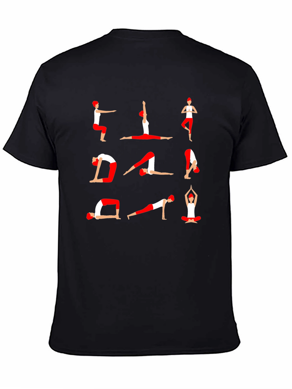 Yoga Pose Graphic Print T-Shirt - Black