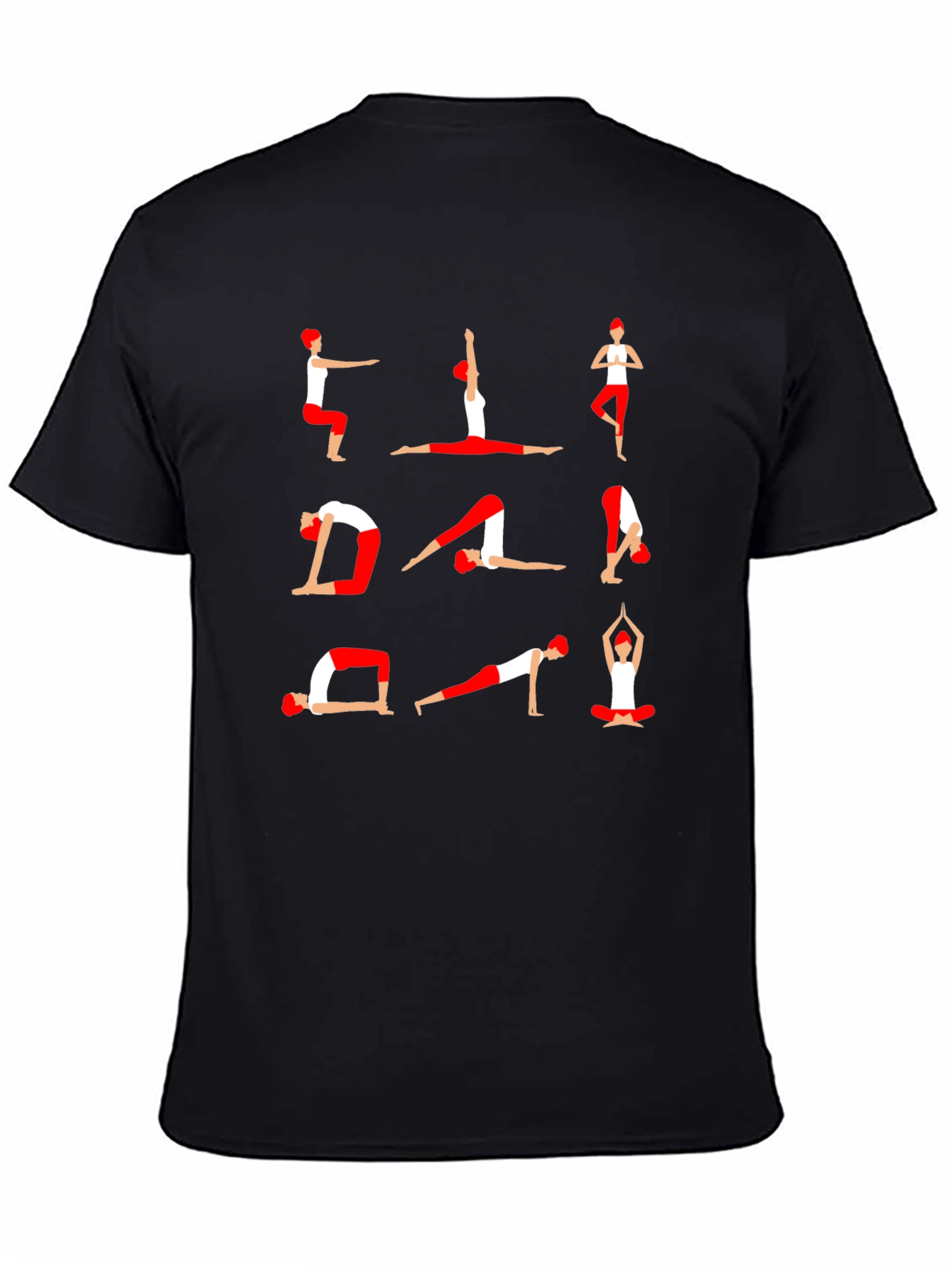 Yoga Pose Graphic Print T-Shirt - Black