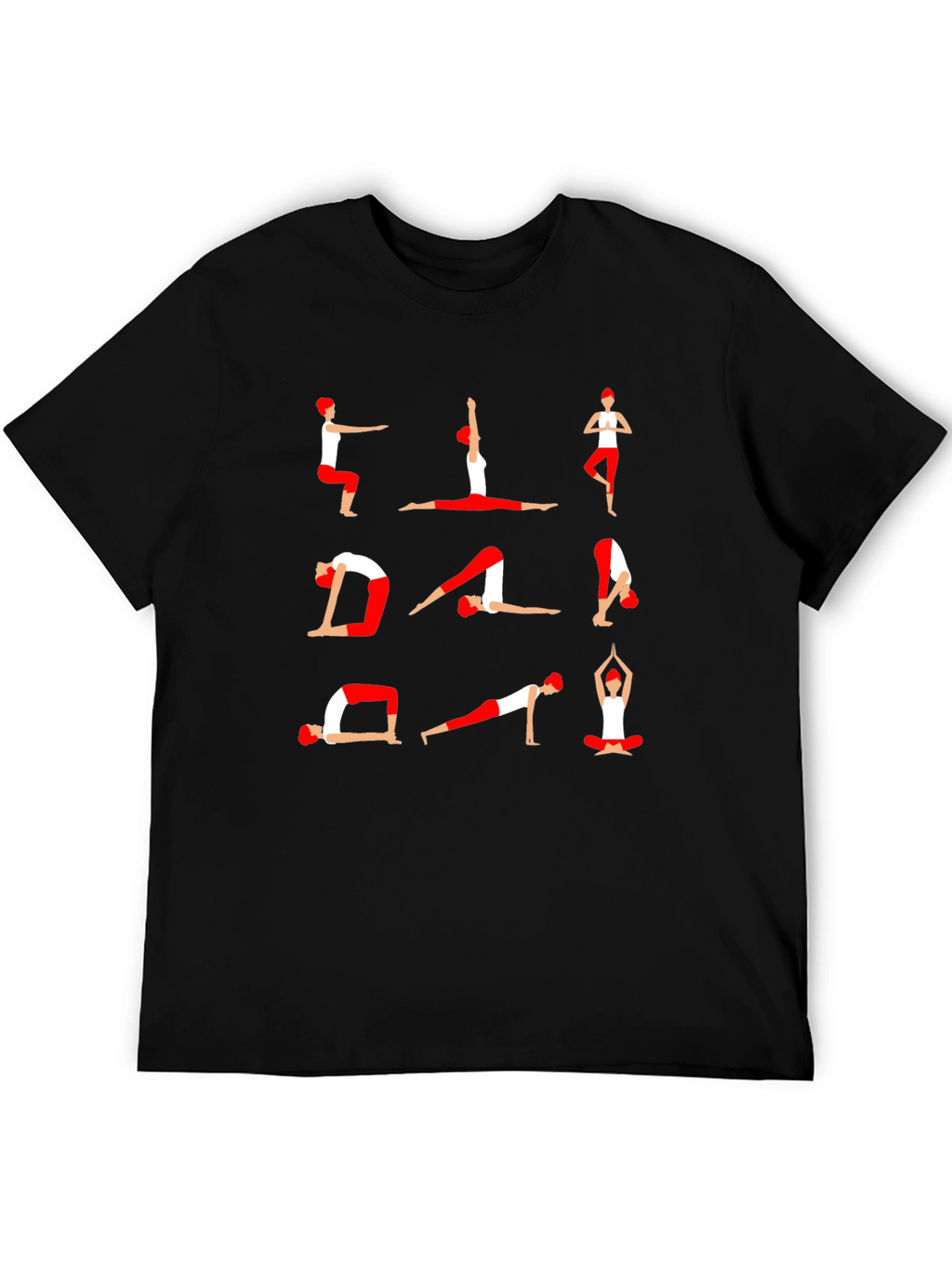 Yoga Pose Graphic Print T-Shirt - Black