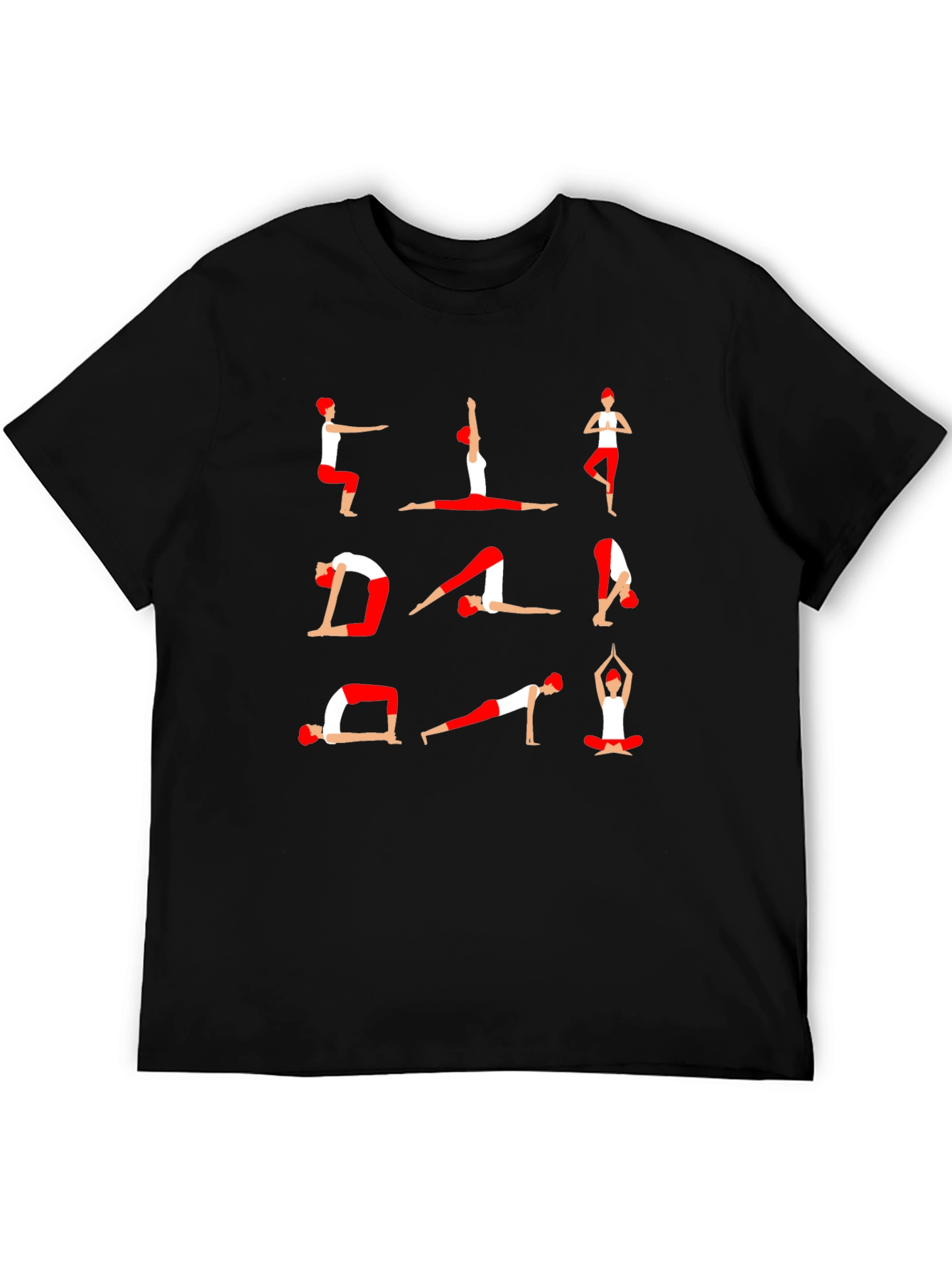Yoga Pose Graphic Print T-Shirt - Black
