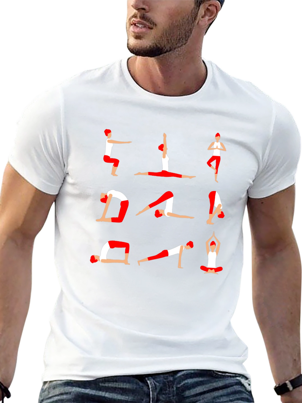 Yoga Pose Graphic Print T-Shirt - Black