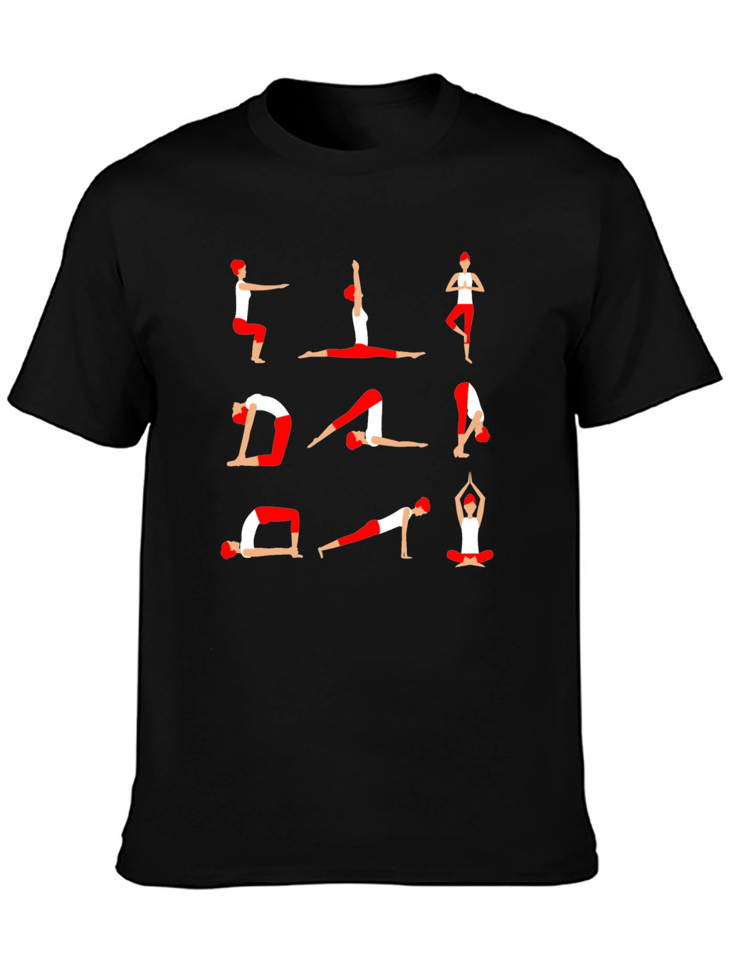 Yoga Pose Graphic Print T-Shirt - Black