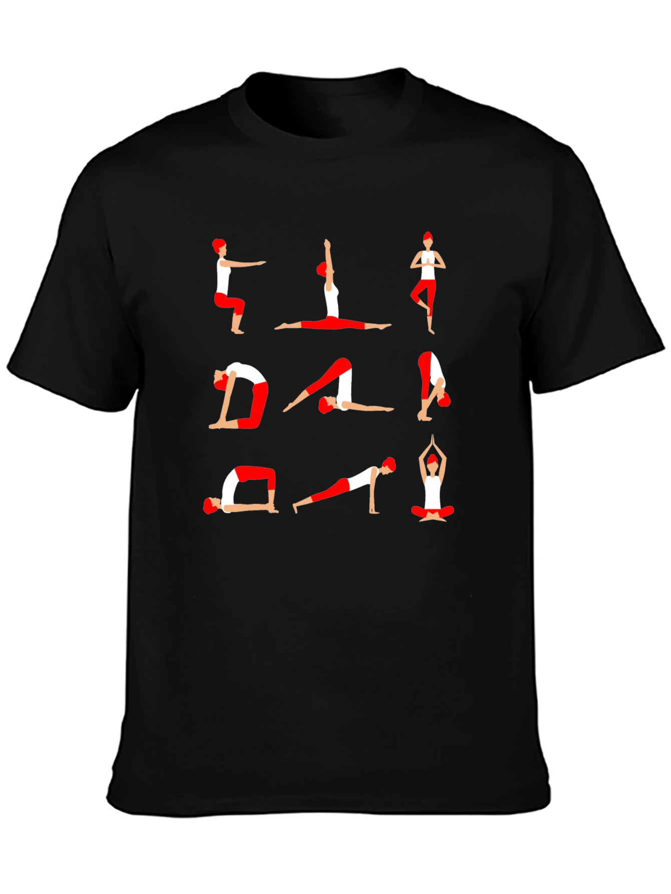 Yoga Pose Graphic Print T-Shirt - Black